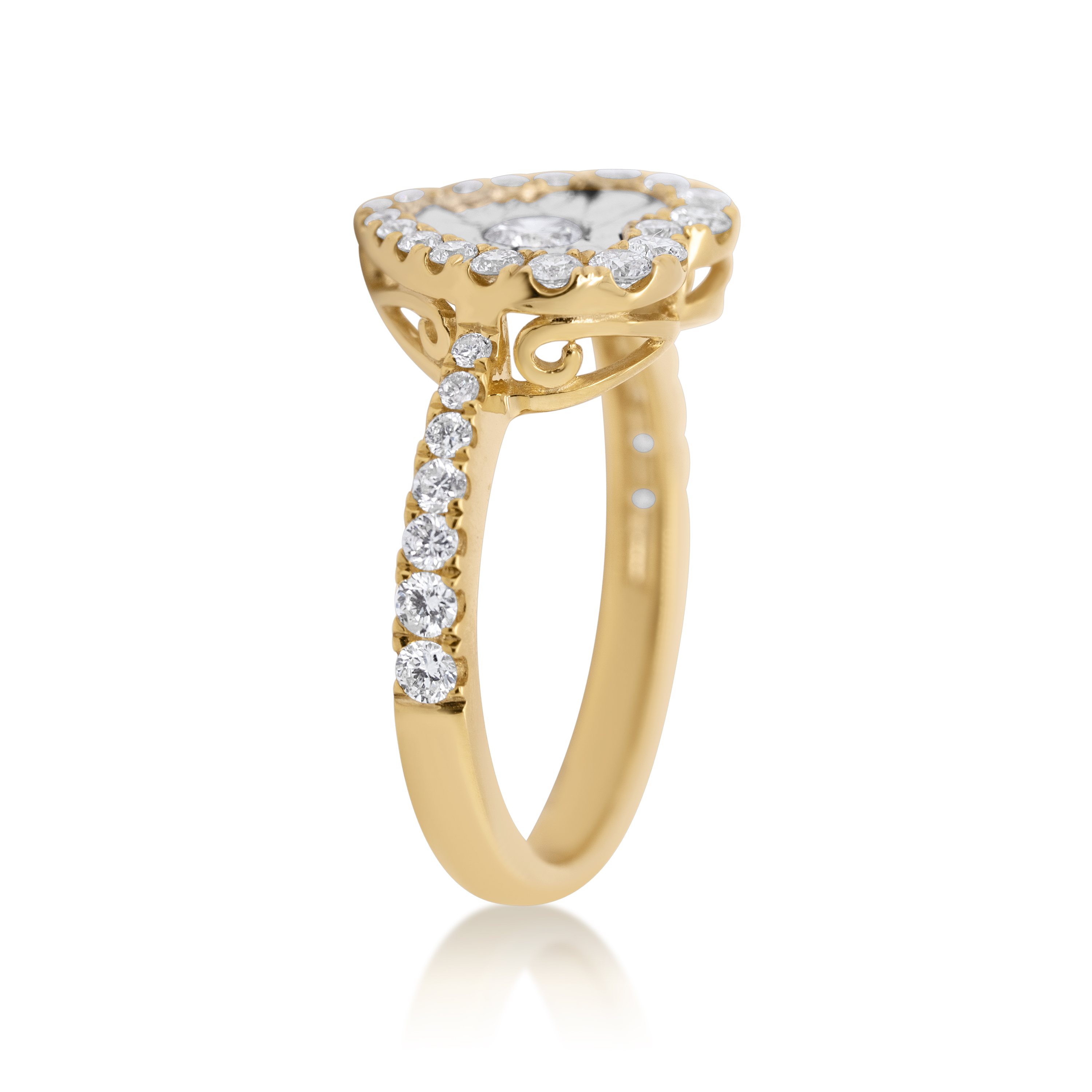 Diamond Heart Ring 0.72 ct. 14K White and Yellow Gold